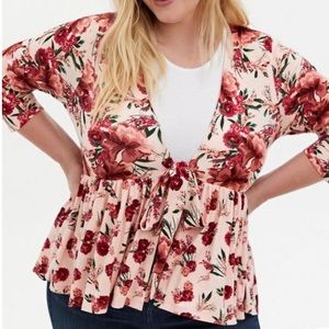 TORRID | Floral Knit Baby Doll Cardigan Top